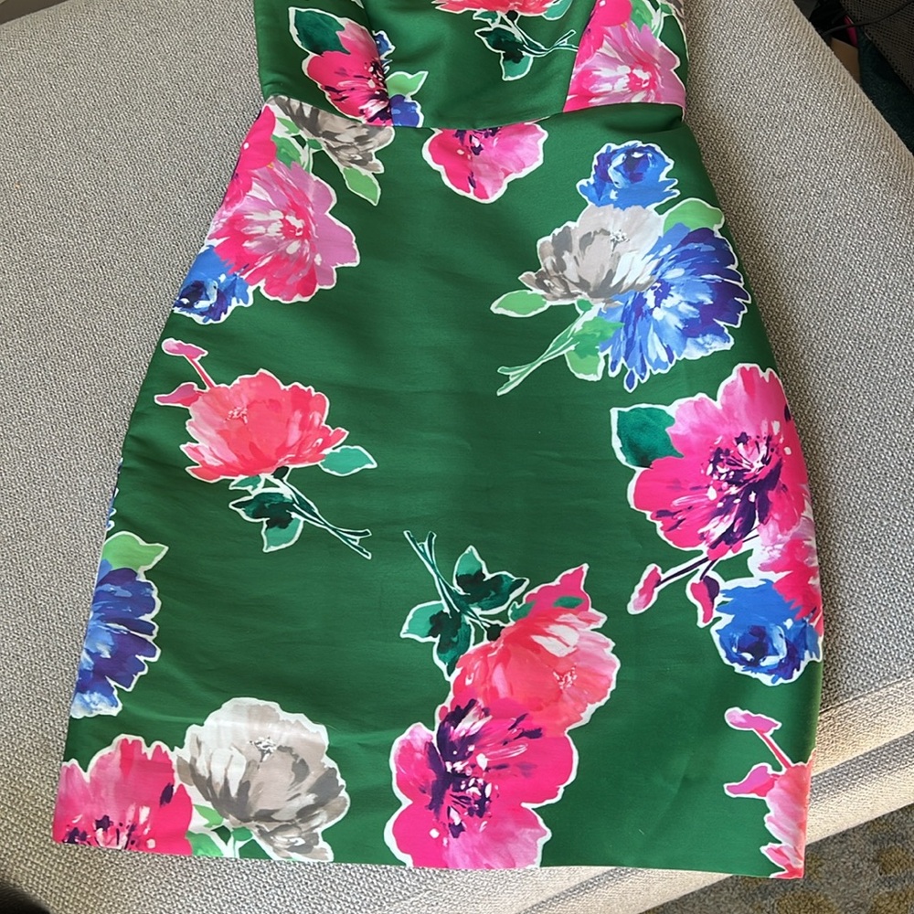Kate Spade Green Floral Cocktail Dress Sz 2 - Picture 3 of 7